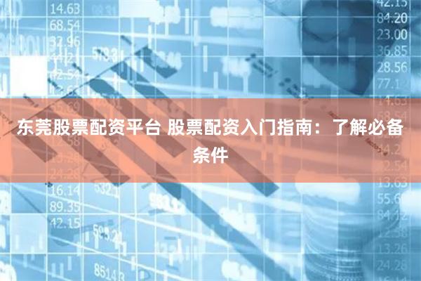 东莞股票配资平台 股票配资入门指南：了解必备条件